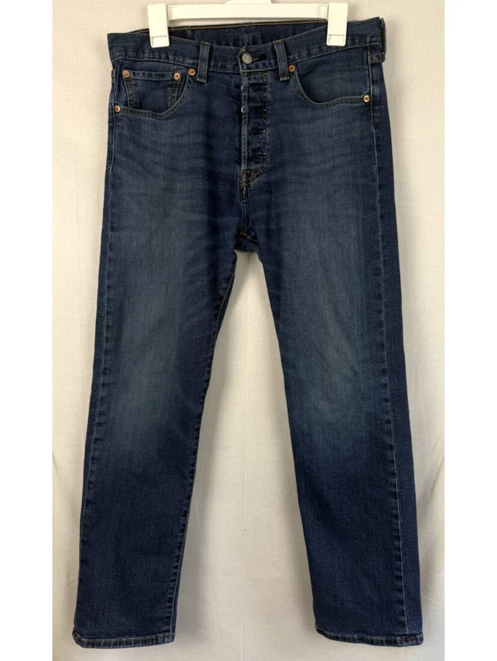 Levis 501 Jeans Mens 31x30 Blue Denim Button Fly Straight Leg Stretch Casual